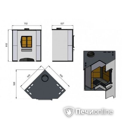 Печь-камин Этна (ДТ-4С) угловой в Калининграде